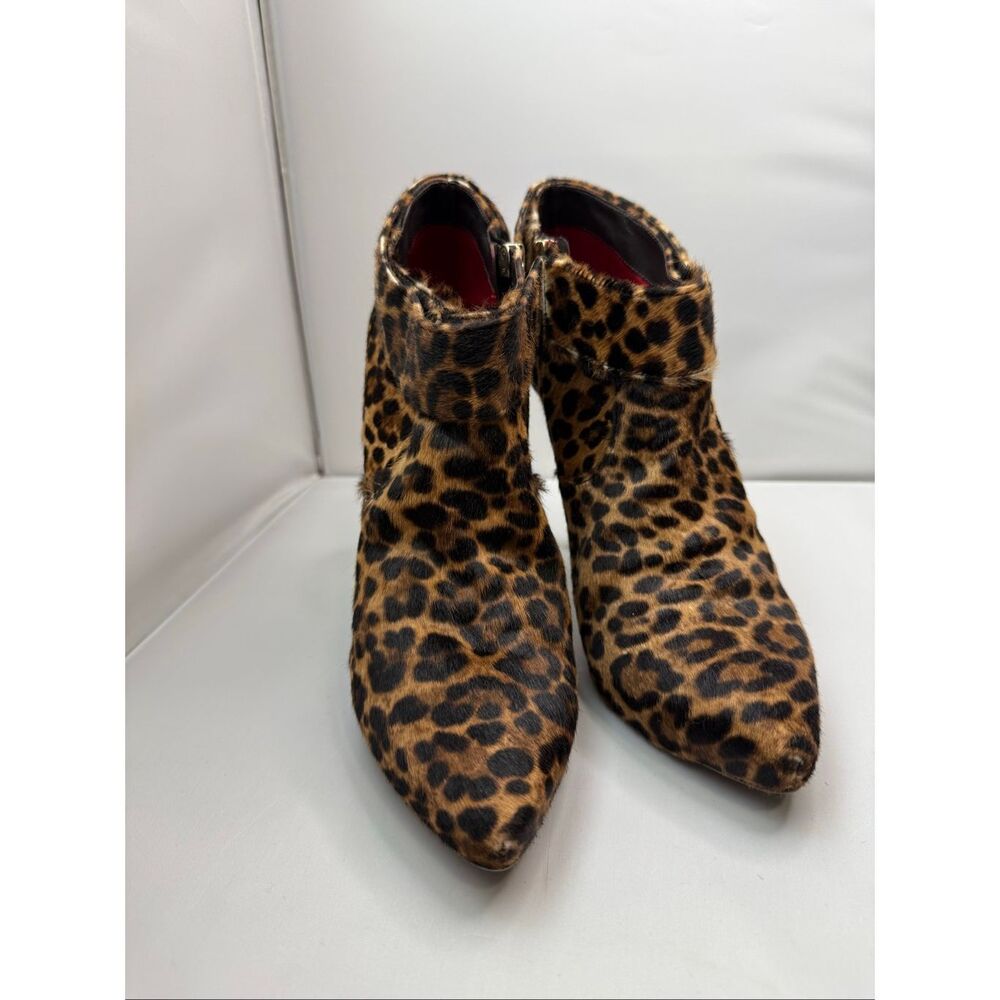 Cesare Paciotti Leopard Pony Hair Stiletto Ankle Boots 39 w/ Removable Suede Cuf - Picture 3 of 16